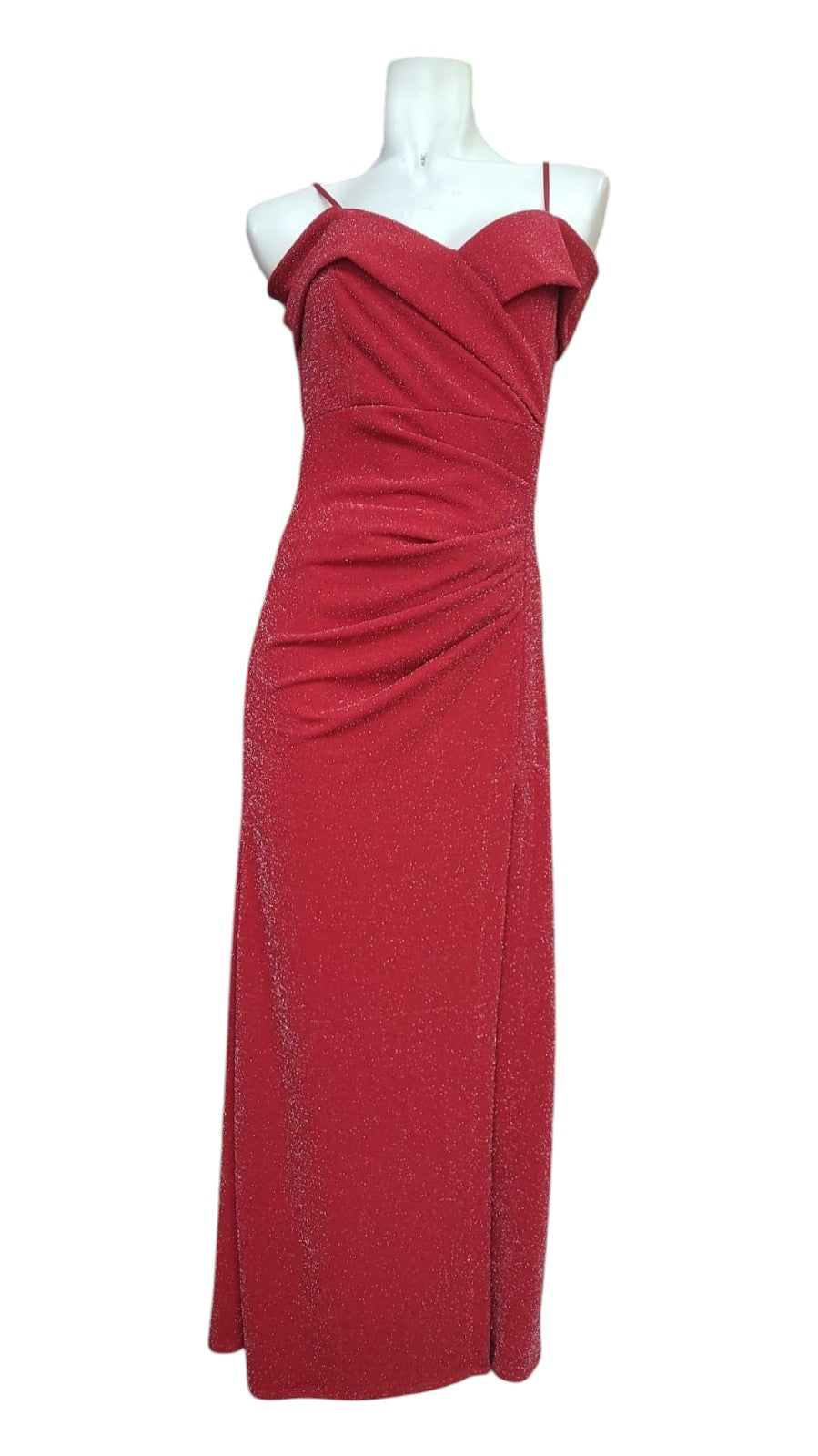Vestido Fiesta Sexy Hombro con Detalle de Brillos