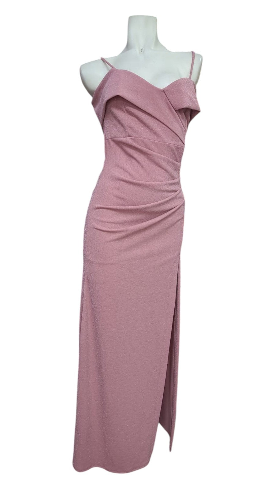 Vestido Fiesta Sexy Hombro con Detalle de Brillos