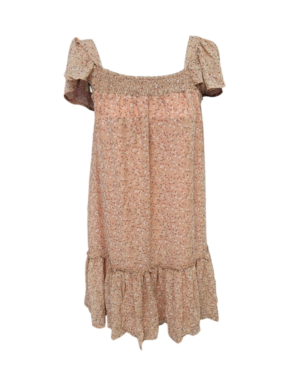 Vestido Solera Estampado Manga Corta