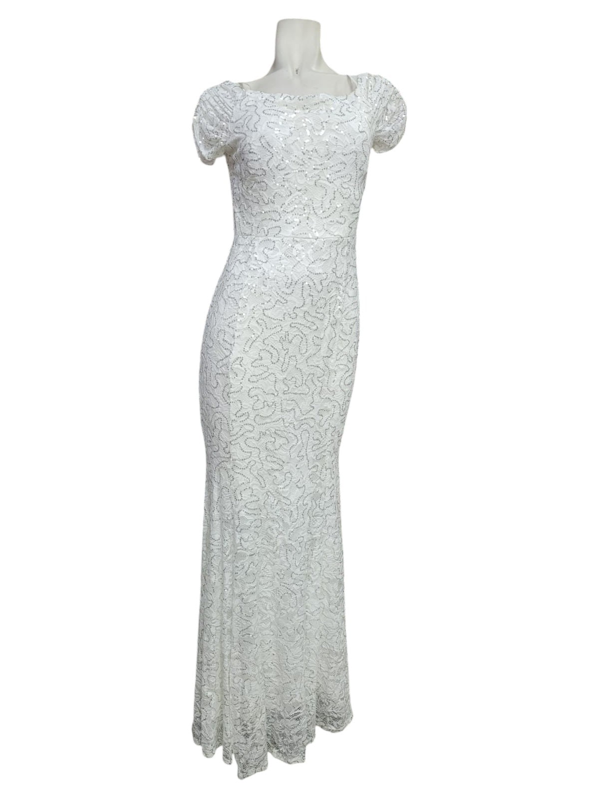 Vestido Fiesta Blanco con Detalle Lentejuelas