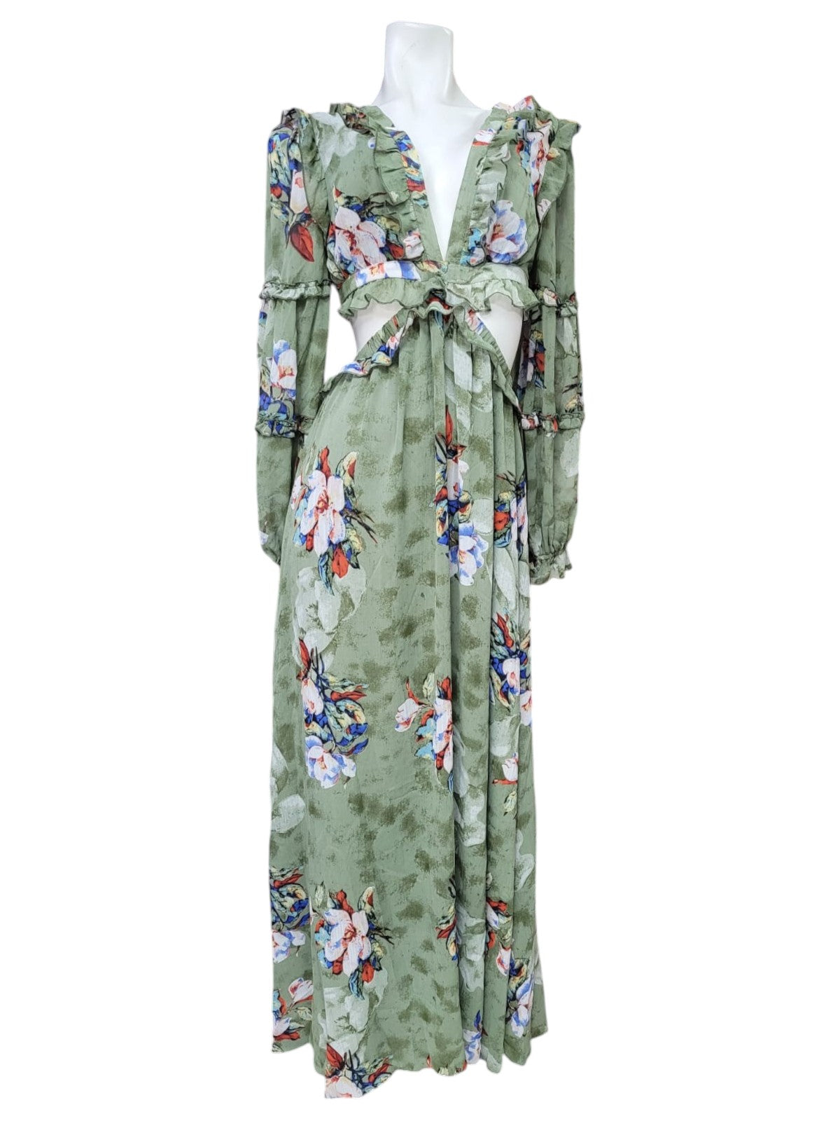 Vestido de Gasa con Detalle de Estampado Flores