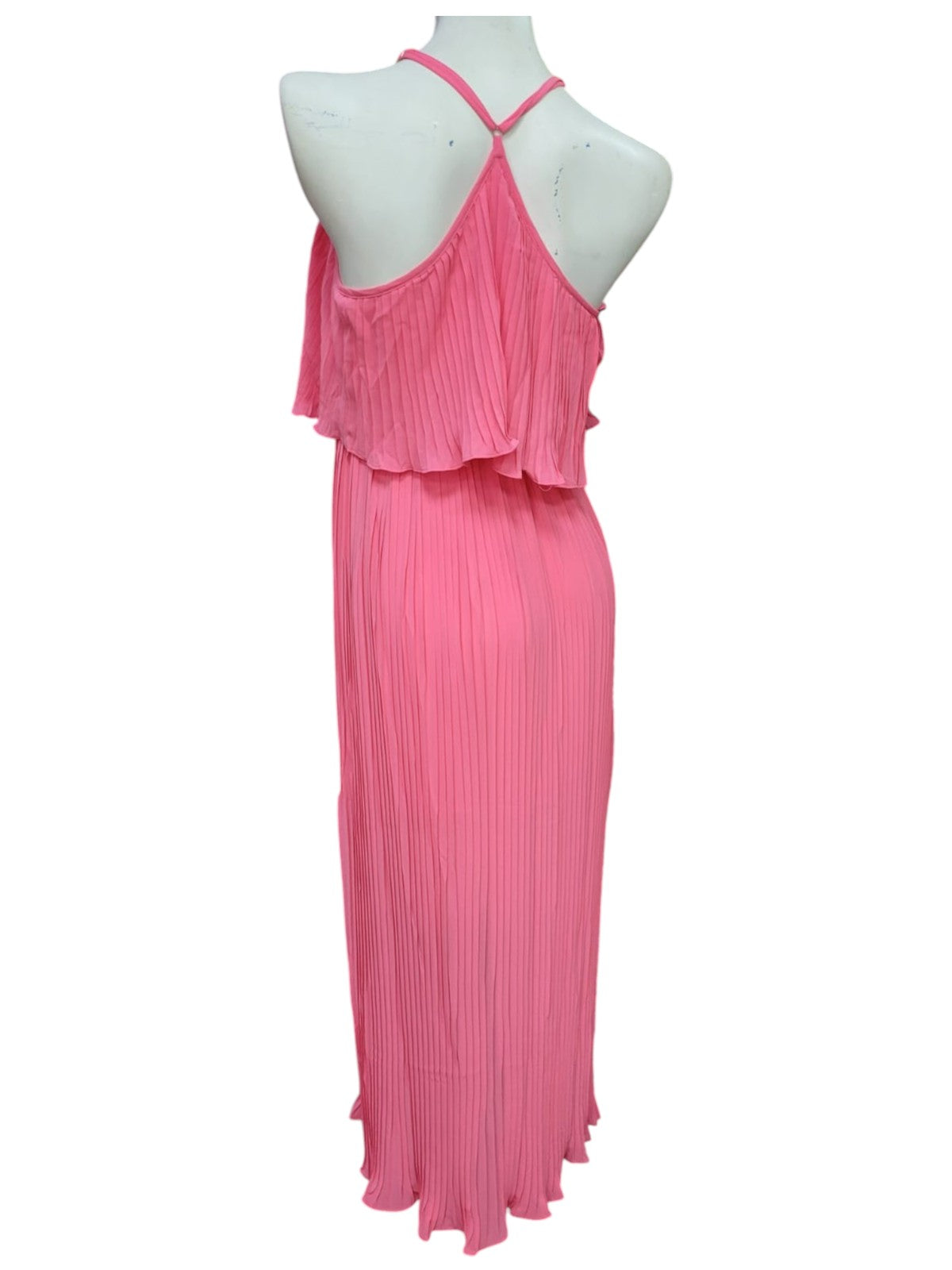 Vestido de Gasa con Escote y vuelos sin Mangas