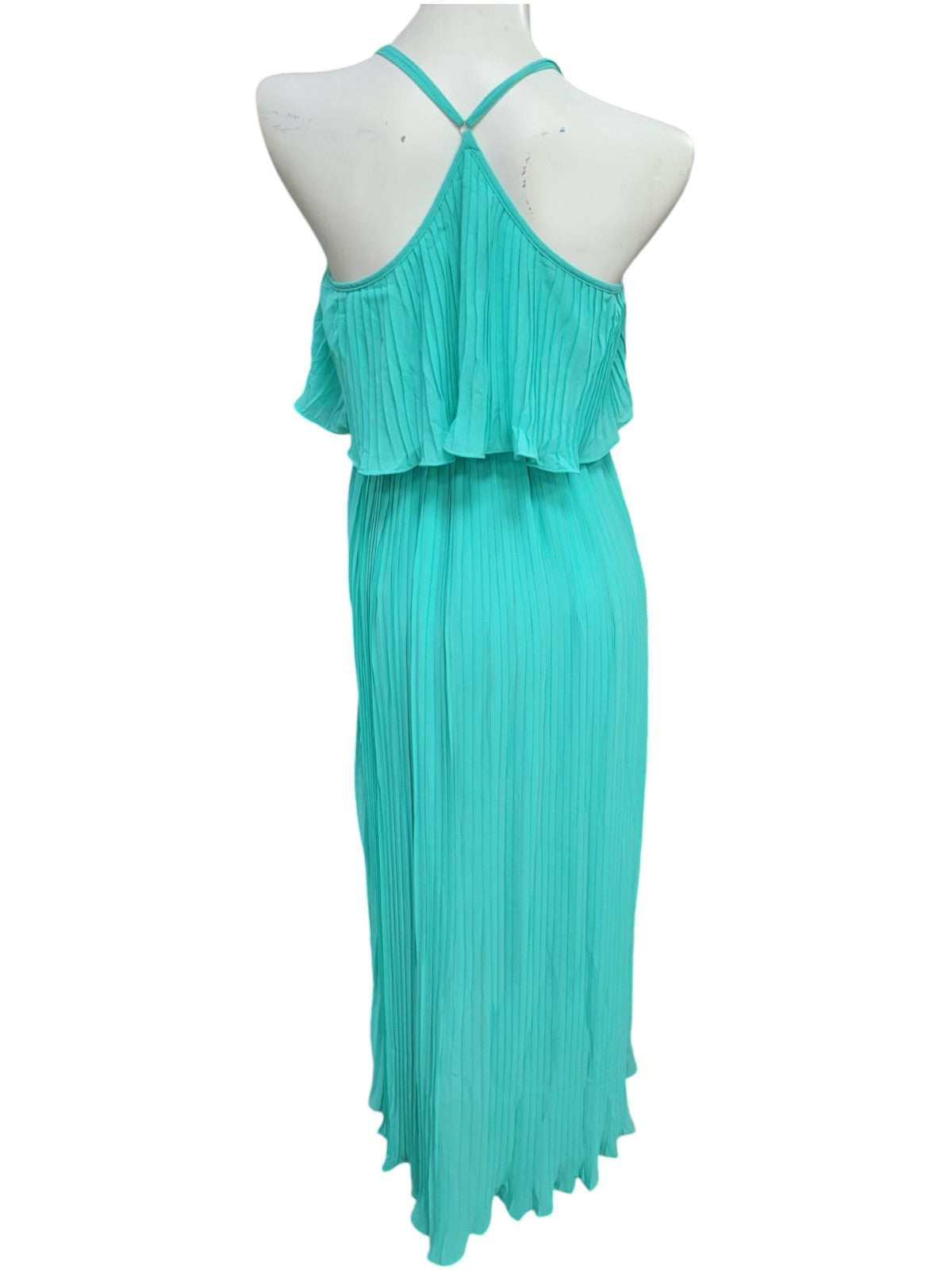 Vestido de Gasa con Escote y vuelos sin Mangas