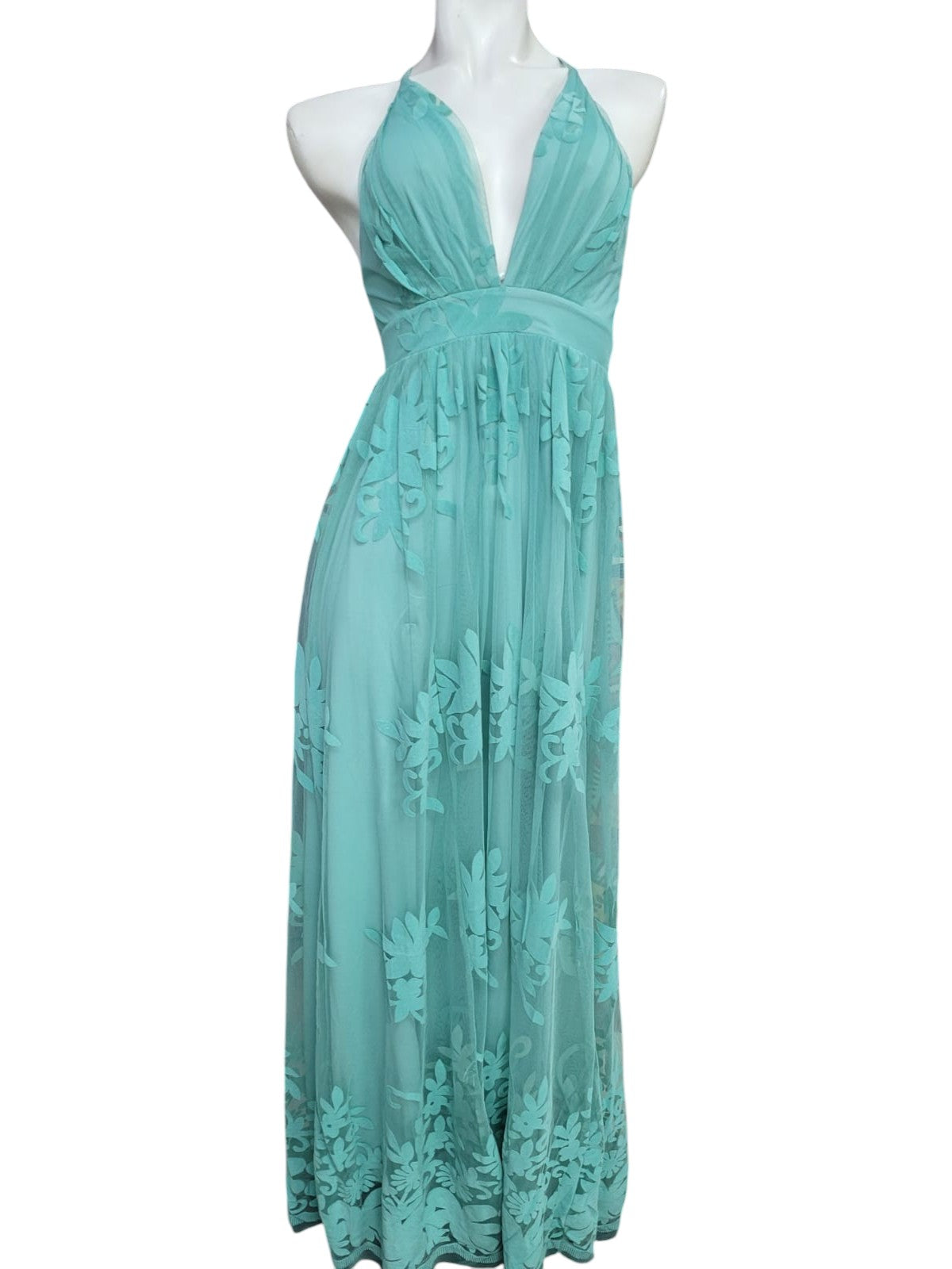 Vestido de Fiesta con Escote Abierto con Detalle de Lentejuelas