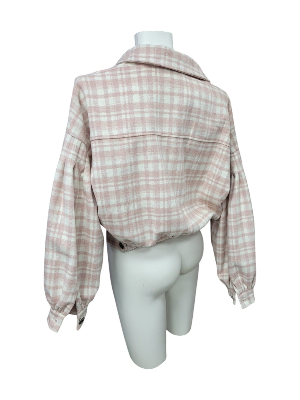 Chaqueta Corta Cuadrillé Rosa y Blanco para Mujer