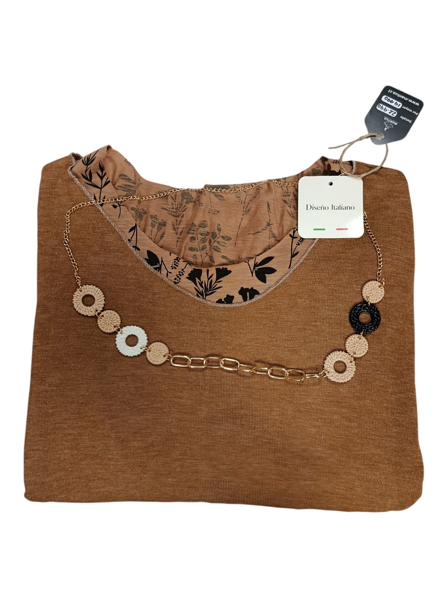 Sweater Diseño Italiano con Blusa y Collar – Elegancia Todo en Uno