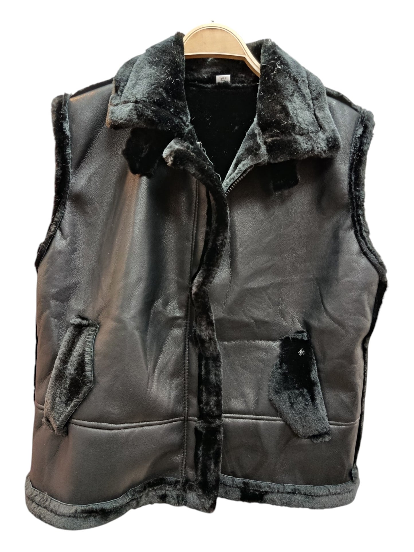 Chaqueta sin Mangas de Ecocuero con Forro de Lana – Estilo Urbano y Abrigo en Capas