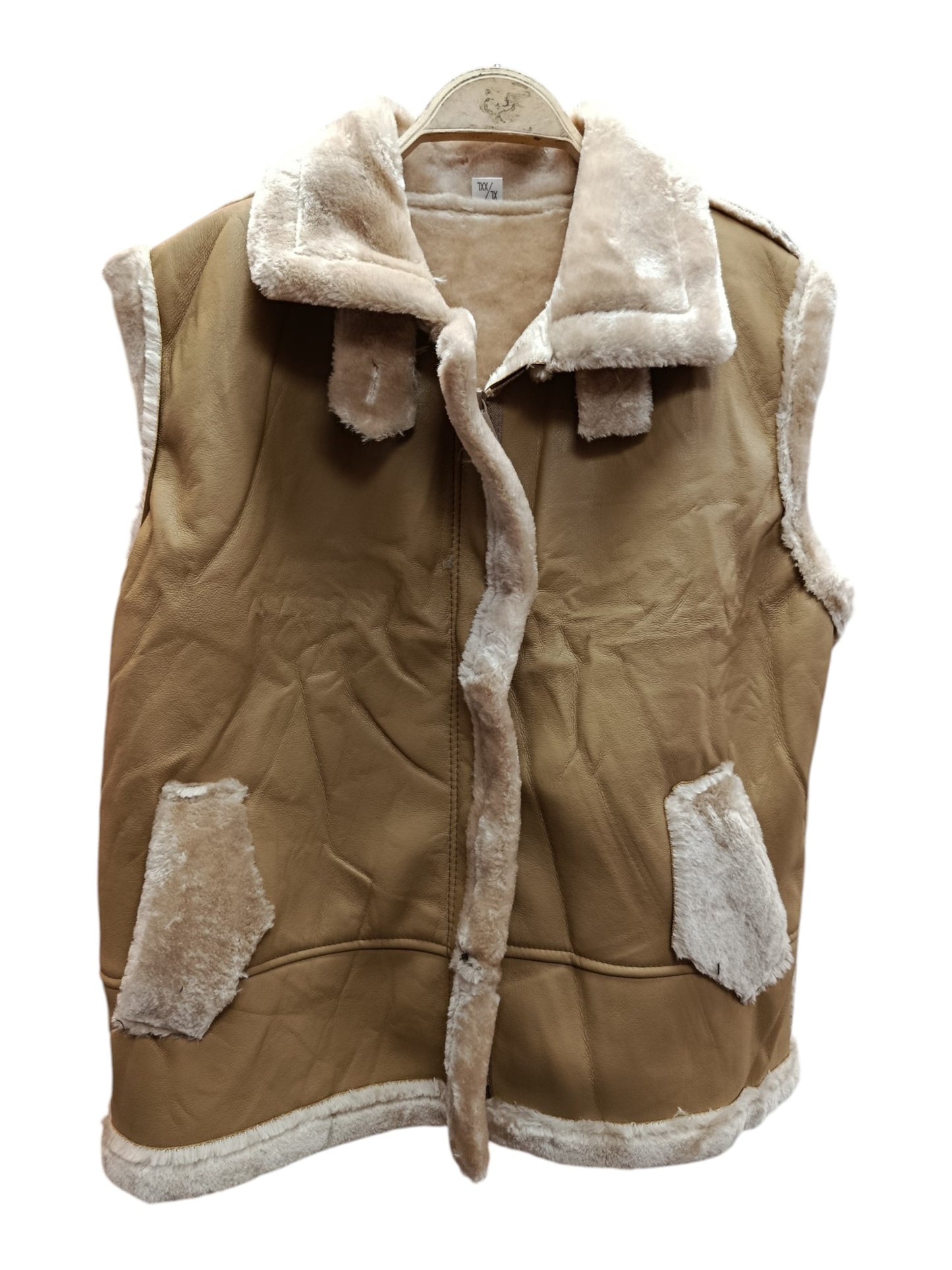 Chaqueta sin Mangas de Ecocuero con Forro de Lana – Estilo Urbano y Abrigo en Capas