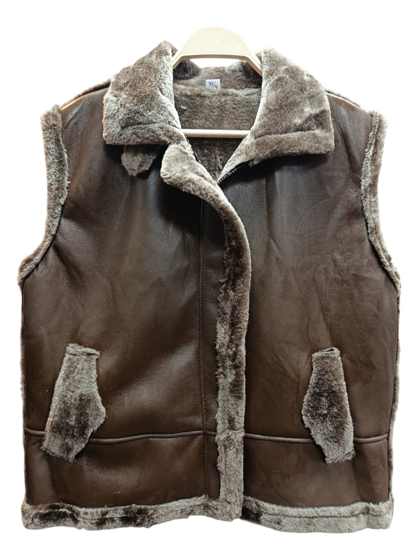 Chaqueta sin Mangas de Ecocuero con Forro de Lana – Estilo Urbano y Abrigo en Capas