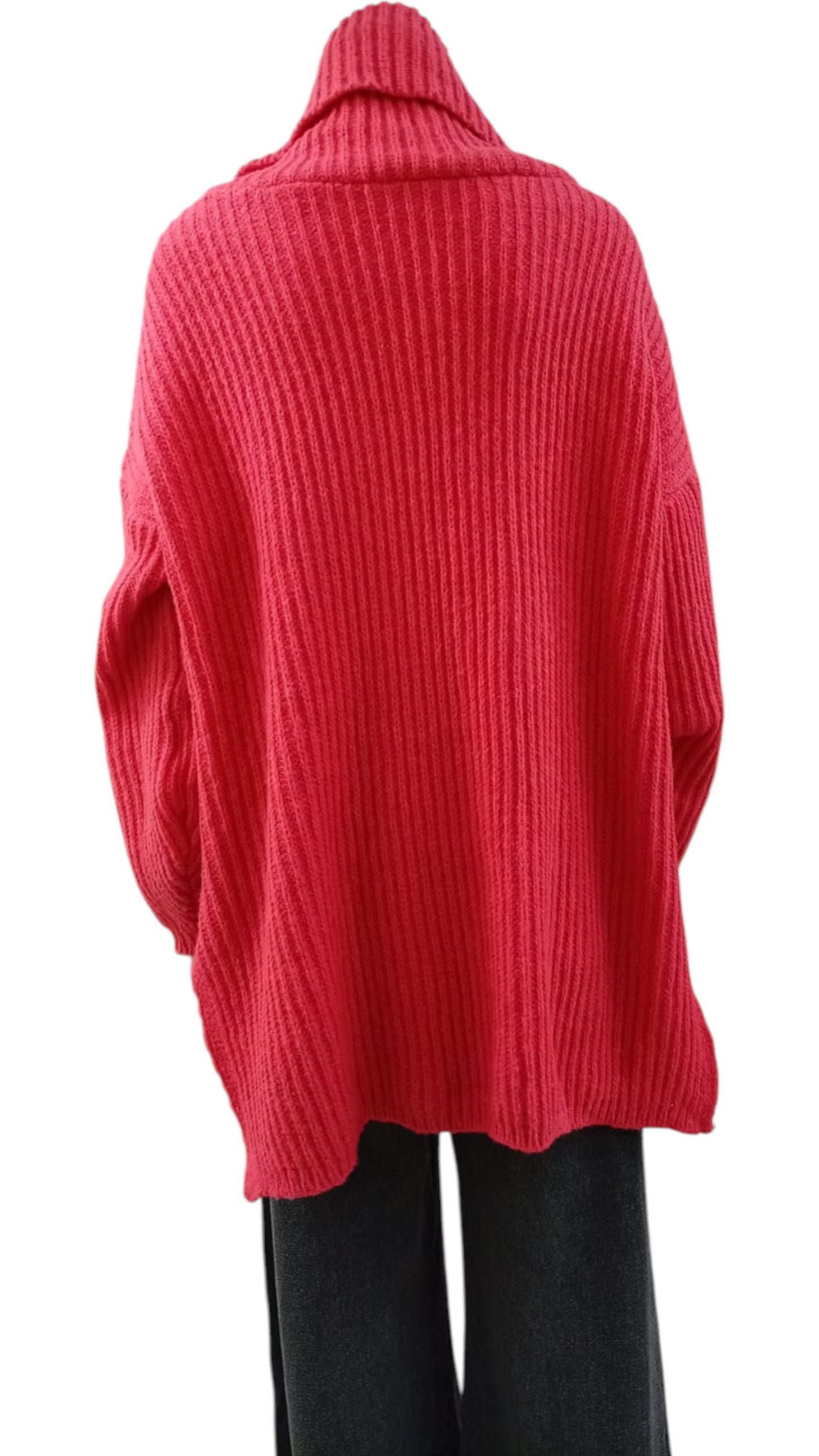 Suéter Oversize Cuello Tortuga Color Sandía