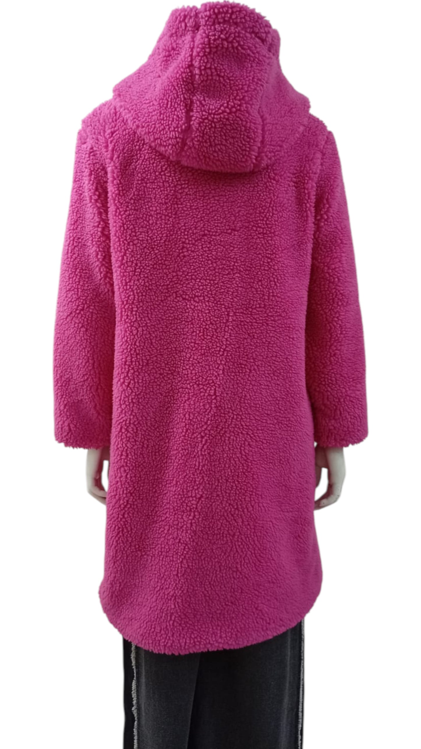 Abrigo Morado con Capucha Tipo Corderito – Calidez y estilo para el invierno