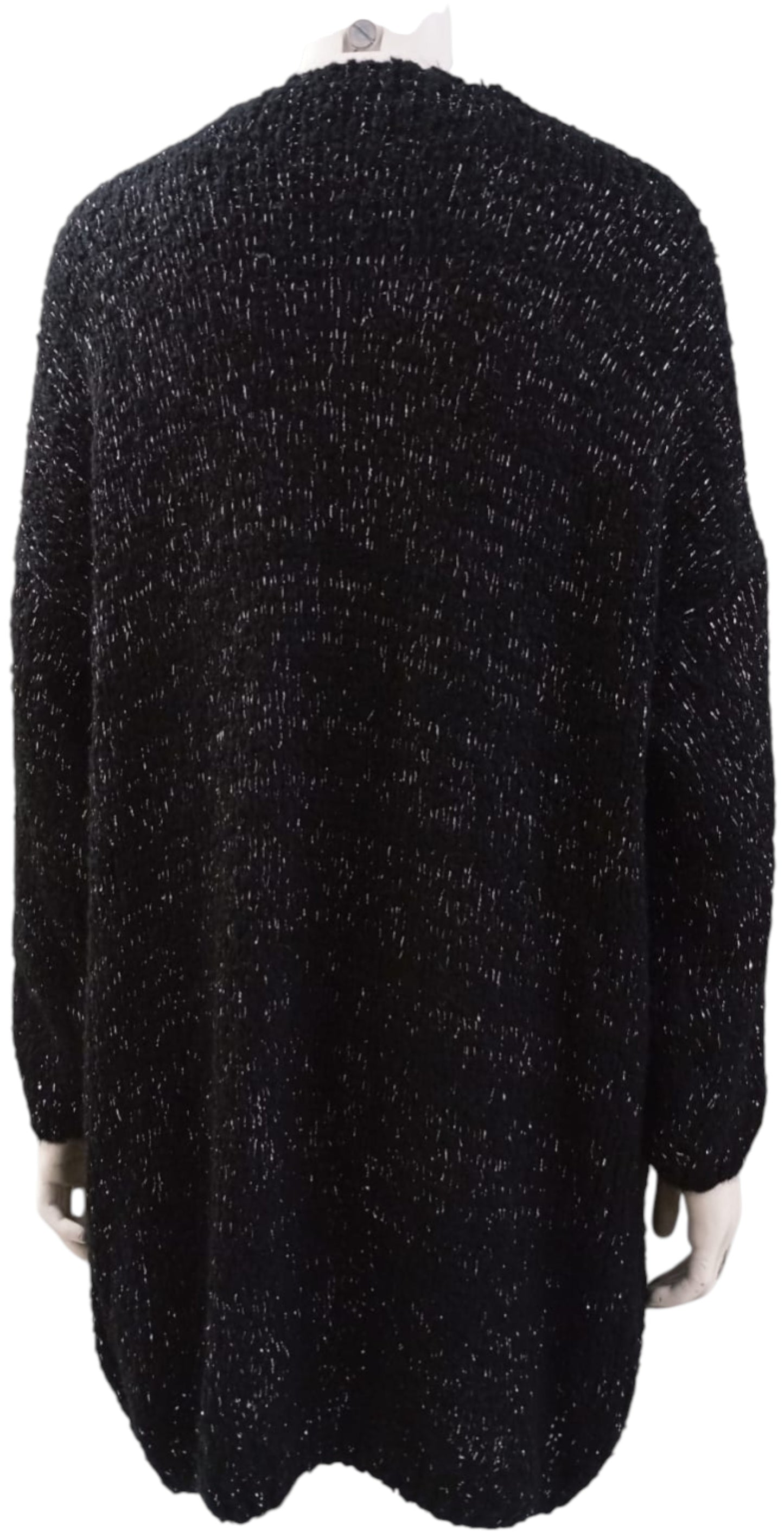 Cardigan Italiano Negro con Puntos Blancos