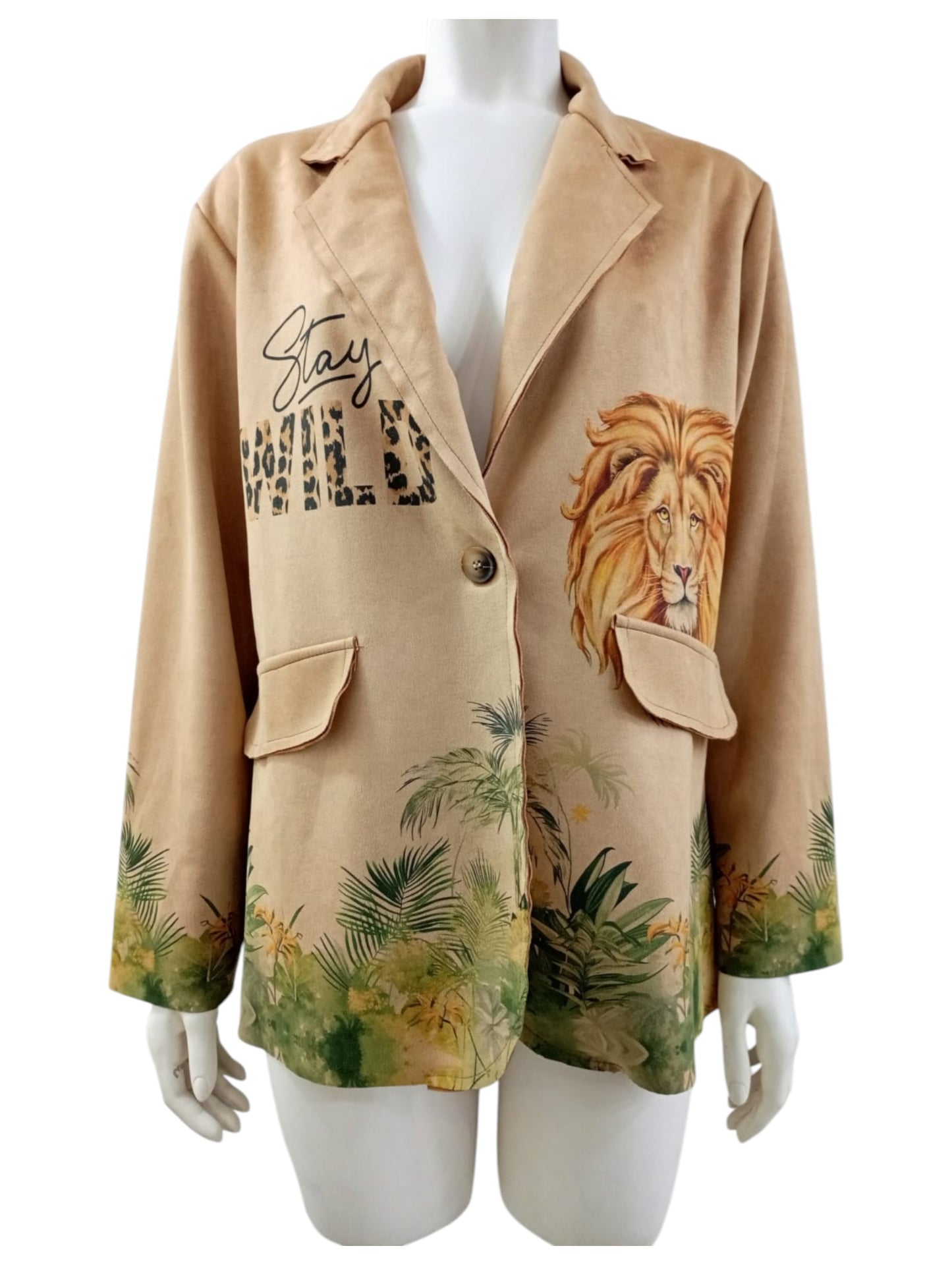 Blazer Italiano Estampado León "Stay Wild" – Espíritu Salvaje con Estilo