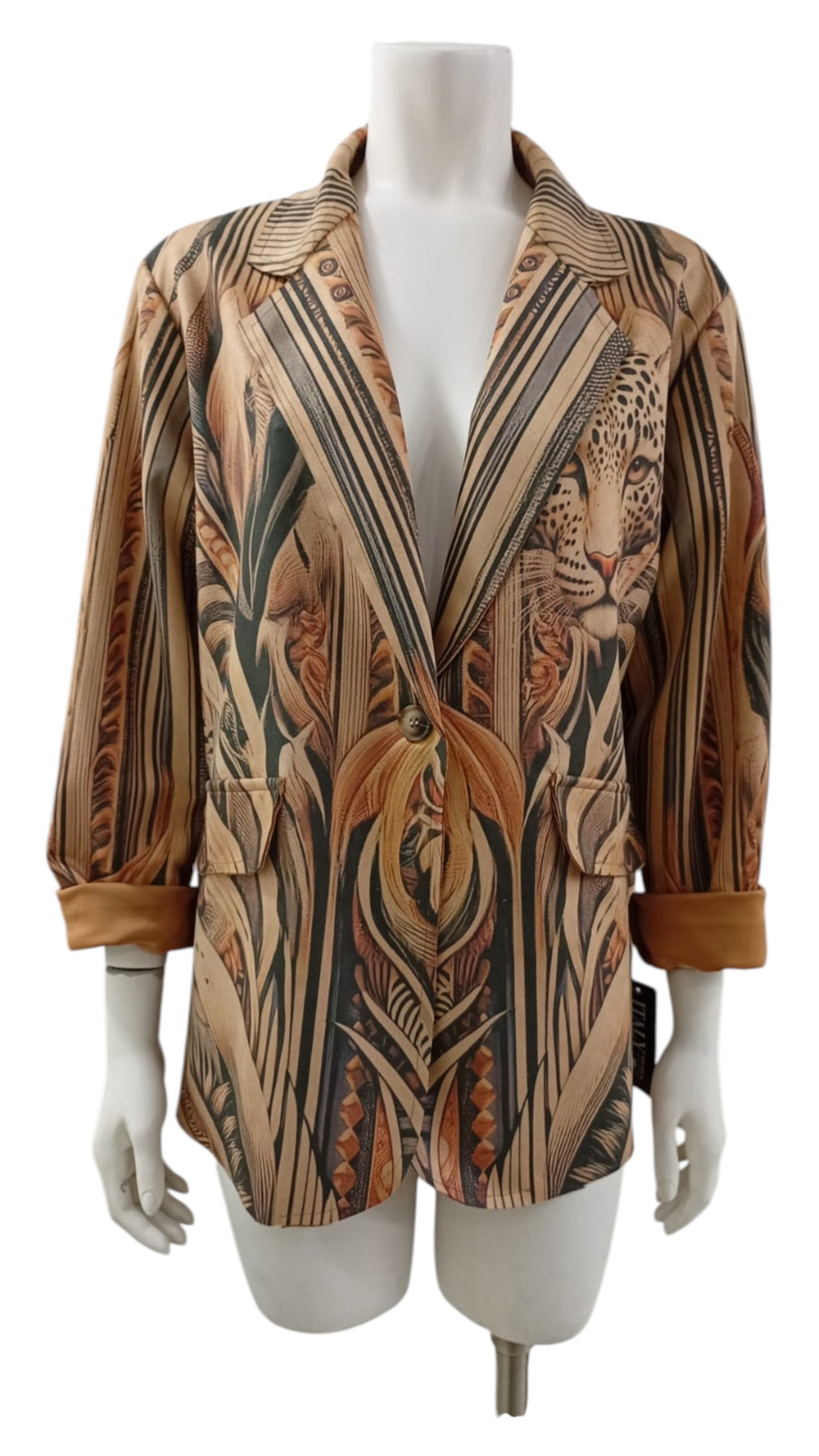 Blazer Italiano Estampado Tigre Africano – Estilo Salvaje y Sofisticado