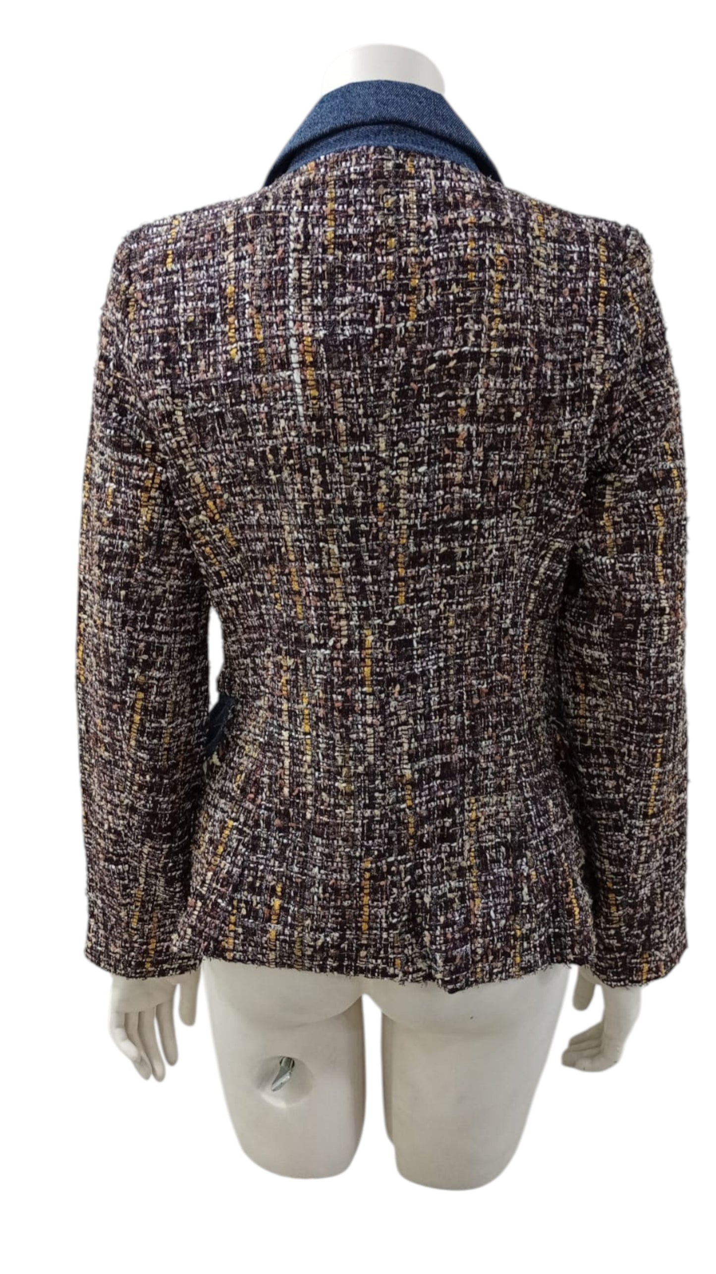 Blazer Cuadrillé con Toque Denim – Elegancia Italiana