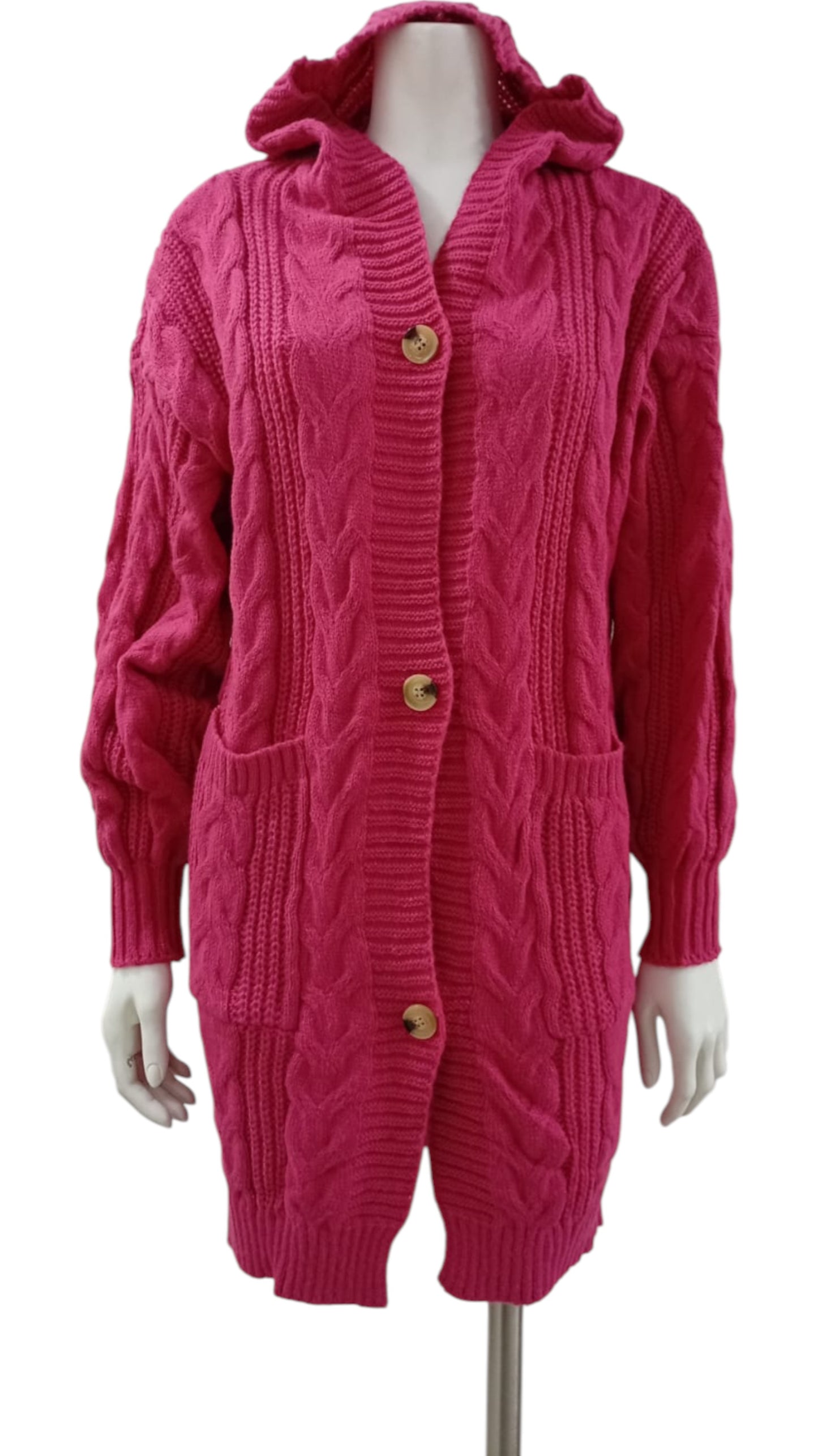 Cardigan Tejido de Lana con Capucha – Abrigo Suave con Estilo Relajado