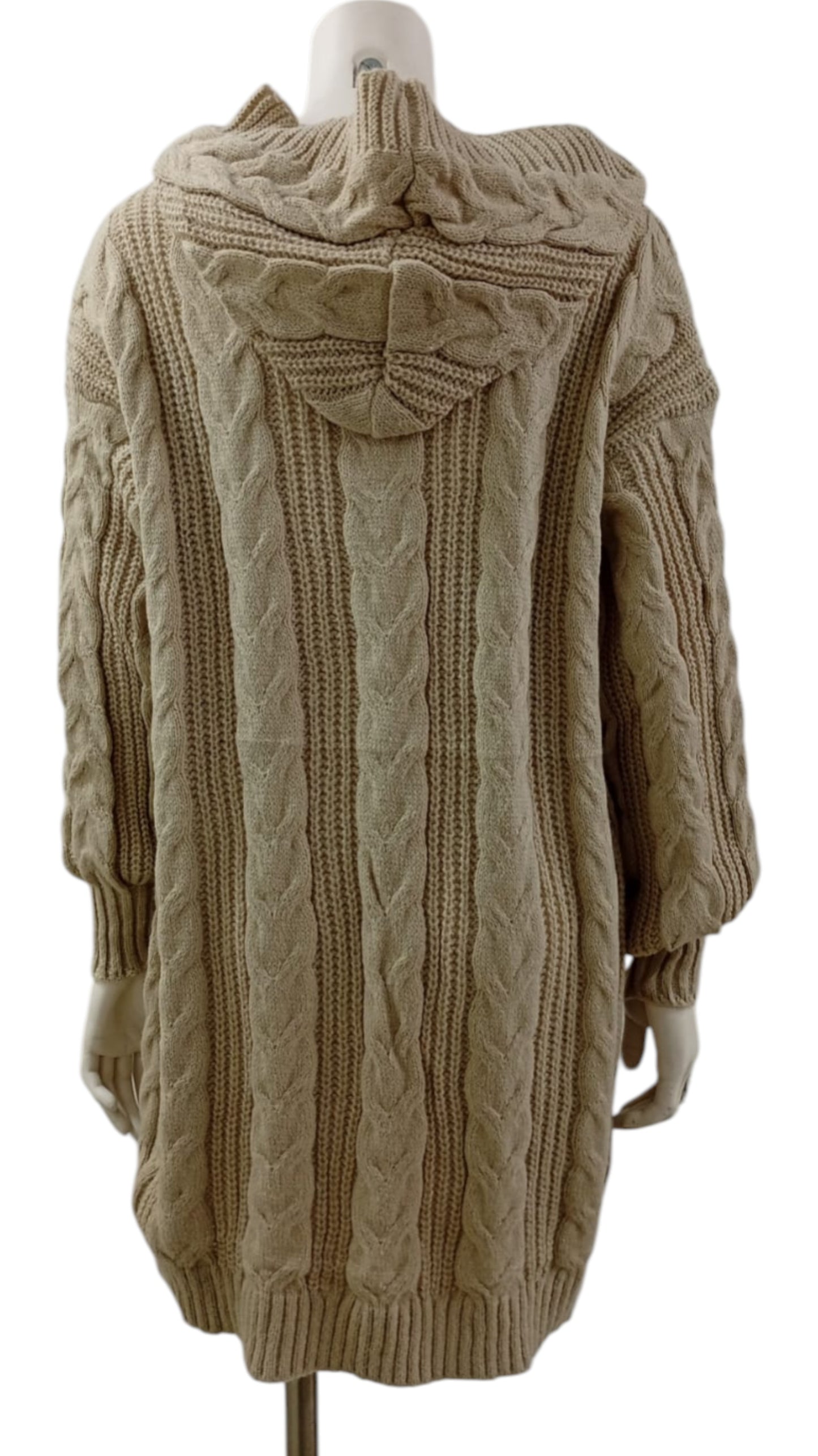 Cardigan Tejido de Lana con Capucha – Abrigo Suave con Estilo Relajado