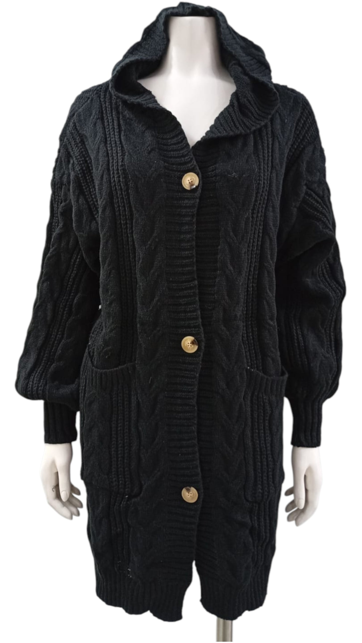 Cardigan Tejido de Lana con Capucha – Abrigo Suave con Estilo Relajado