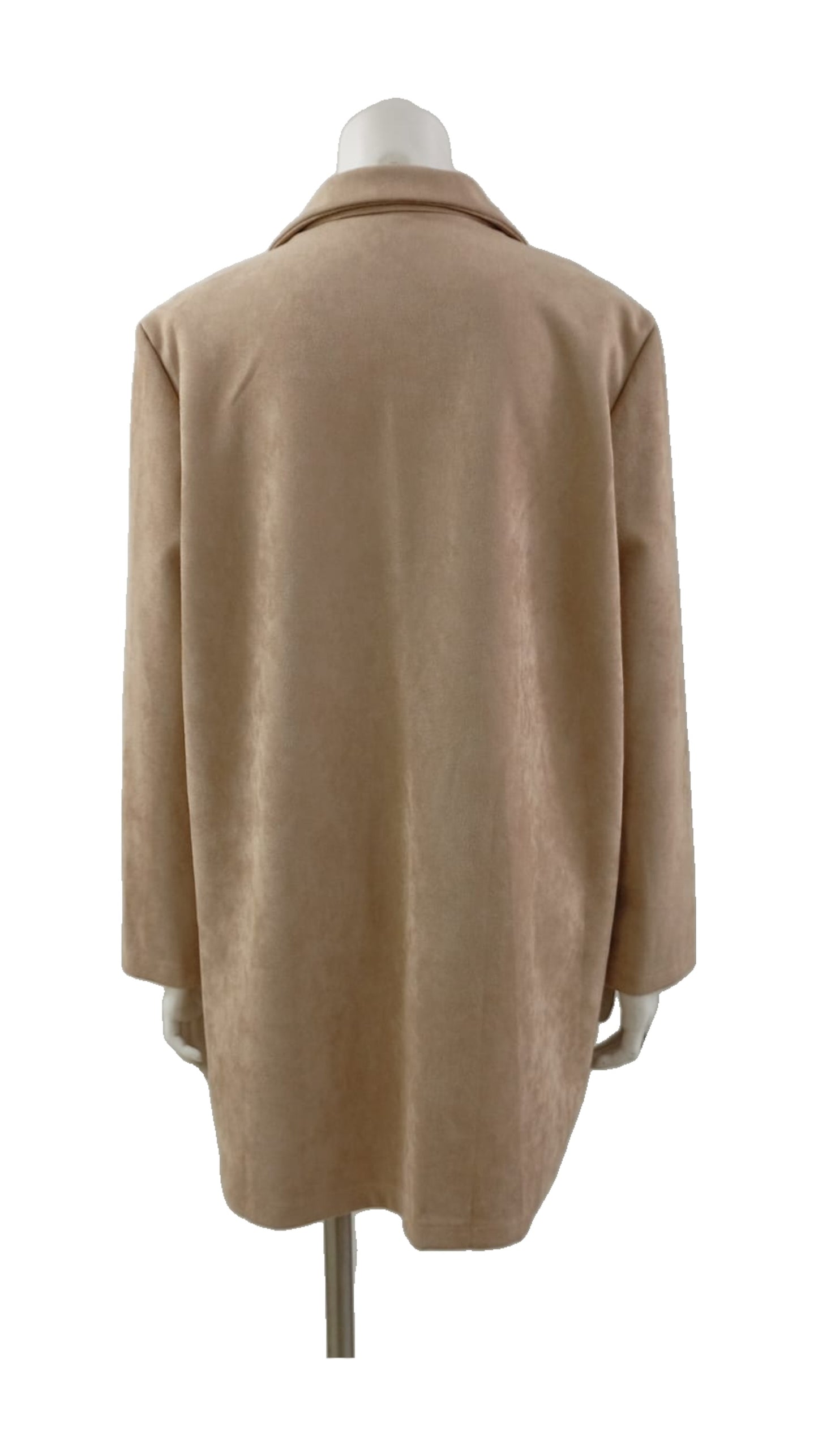Abrigo Italiano de Gamuza – Beige con Cierre de Dos Botones