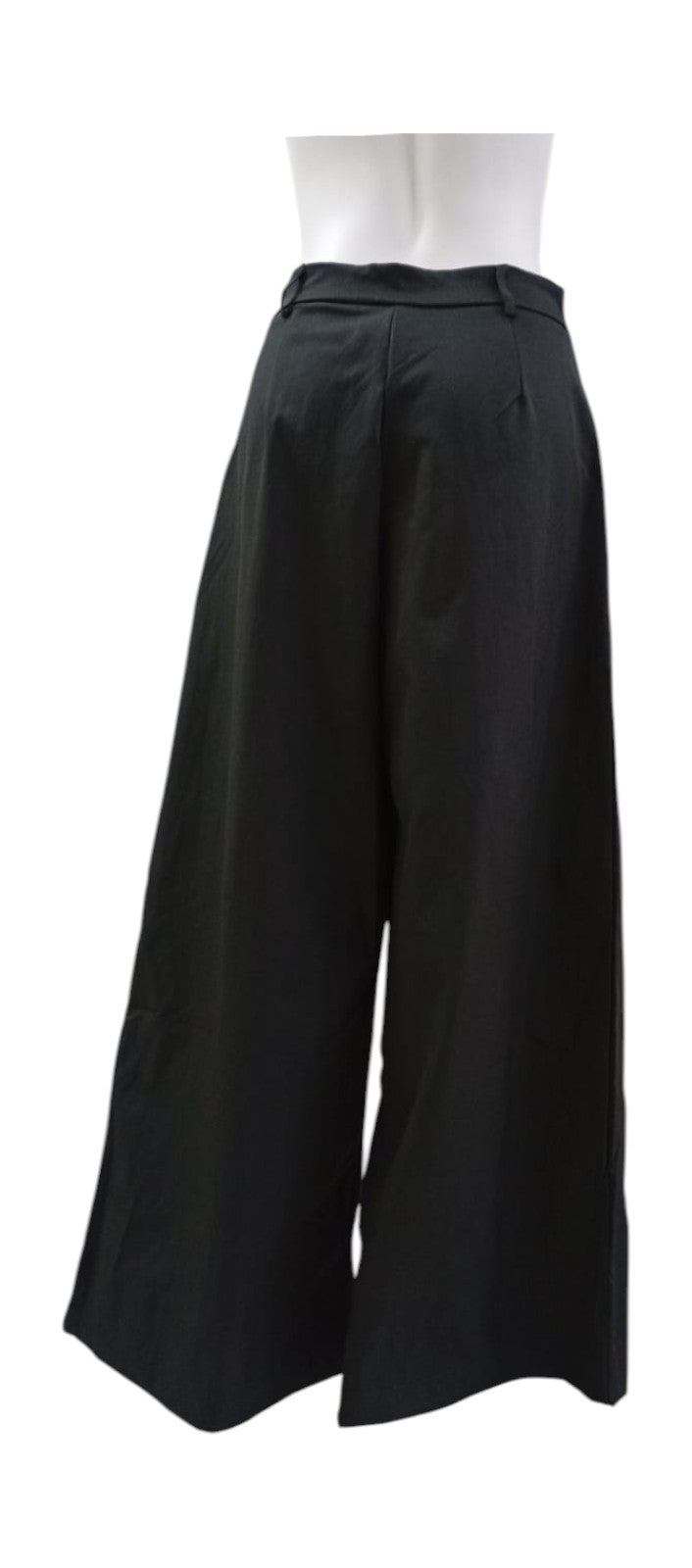 Pantalón Palazzo de Tela Mujer – Blanco y Negro con Pinzas y Ajuste en la Cintura