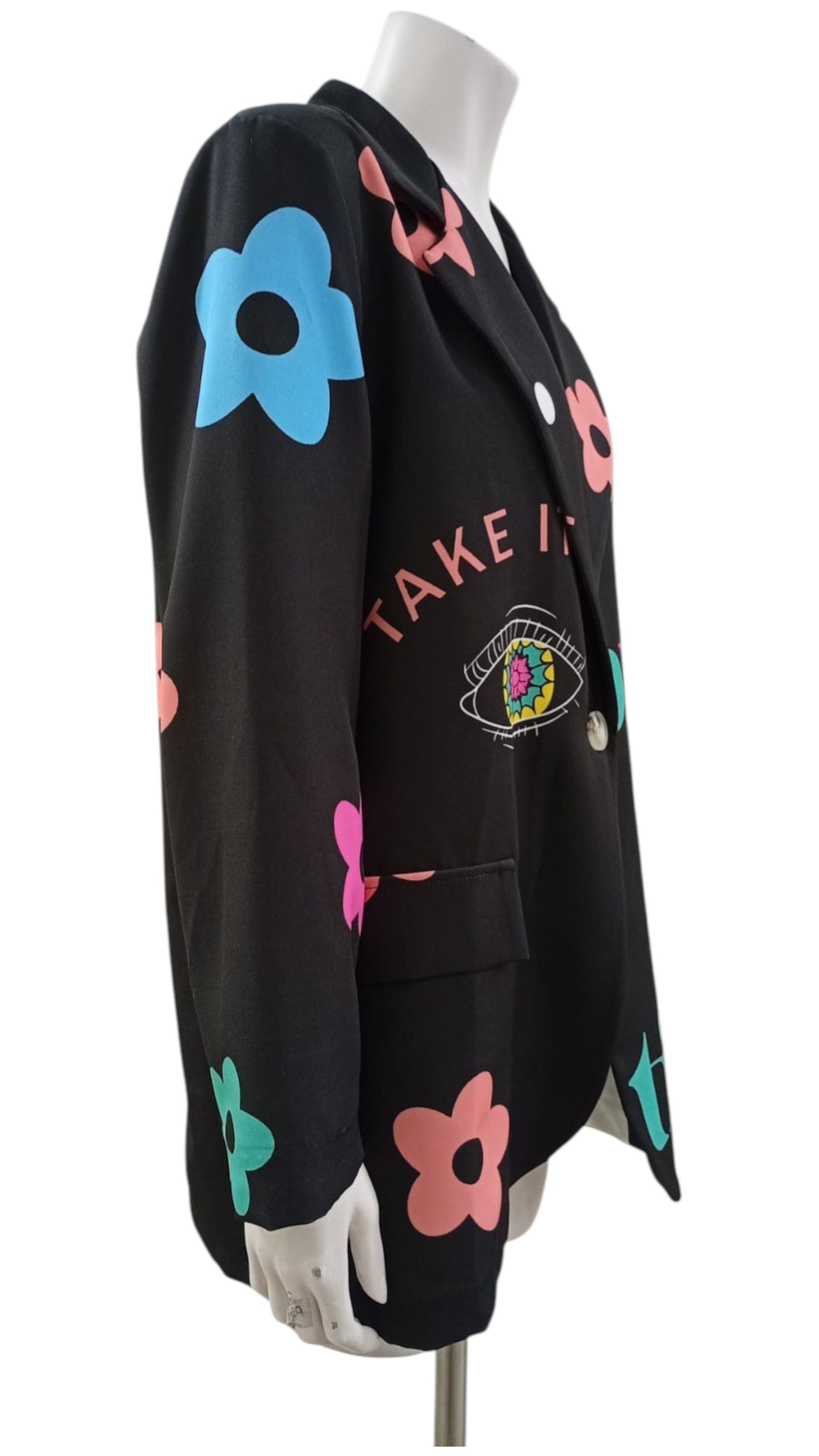 Blazer Italiano "Kaleidoscope" – Estampado Floral & Arte Multicolor