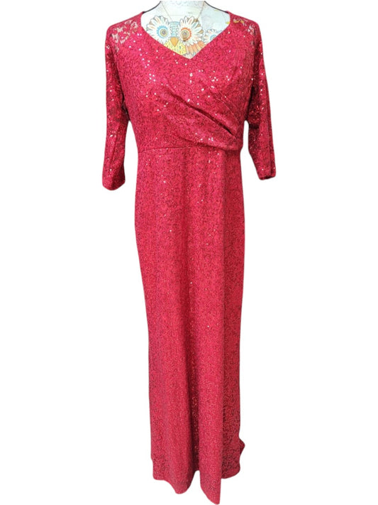 Vestido de Fiesta Rojo con Lentejuelas Manga Larga