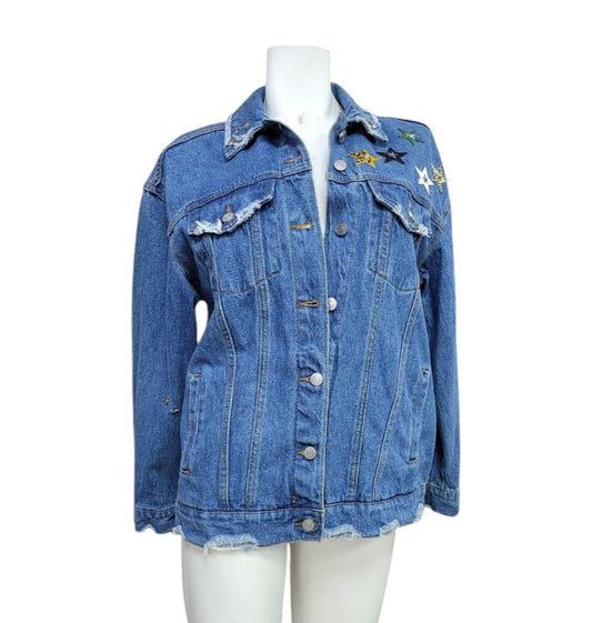 Chaqueta de Mezclilla con Adornos de Estrellas