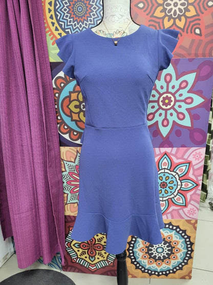 Vestido Azul Claro Elástico con Manga Corta