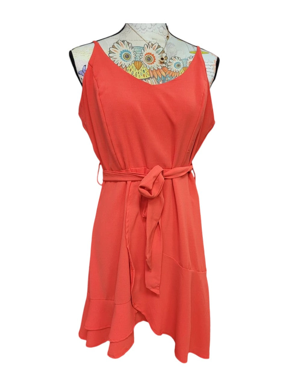 Vestido Rojo Sin Mangas Elasticado
