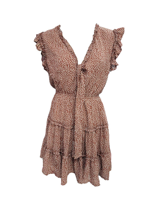 Vestido Estampado de Gasa Manga Corta