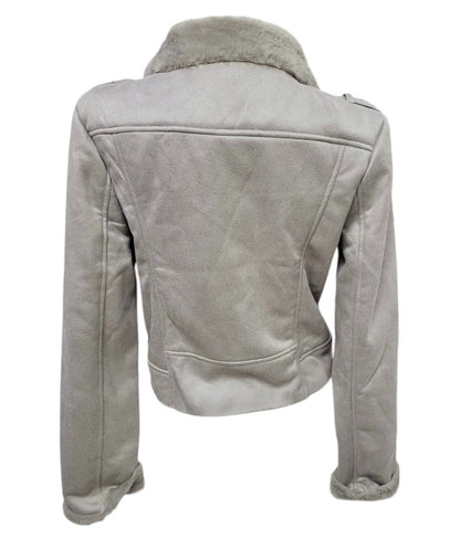 Chaqueta Corta de Gamuza Gris con Chiporro y Cierre