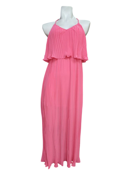 Vestido de Gasa con Escote y vuelos sin Mangas
