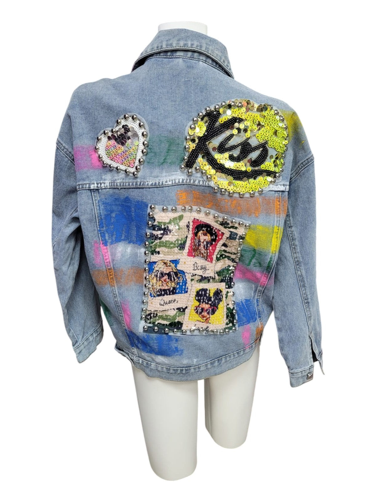 Chaqueta de Mezclilla con Diseño Español Moderno en frente y espalda
