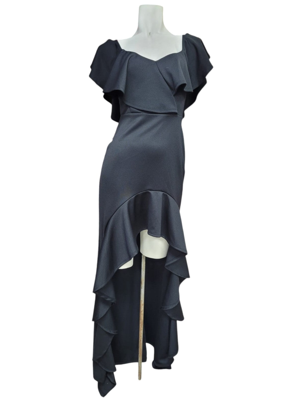 Vestido Fiesta Negro con Mantas Estilo Flamenco