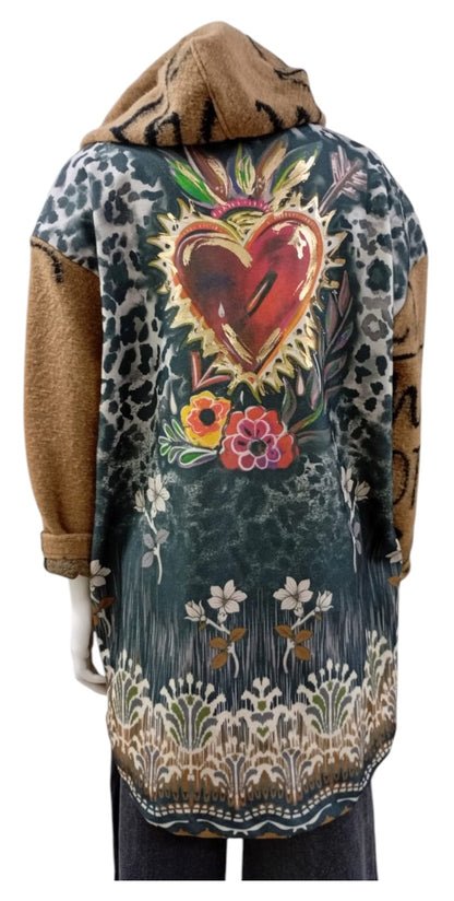 Chaqueta Italiana Animal Print Estampado Corazon