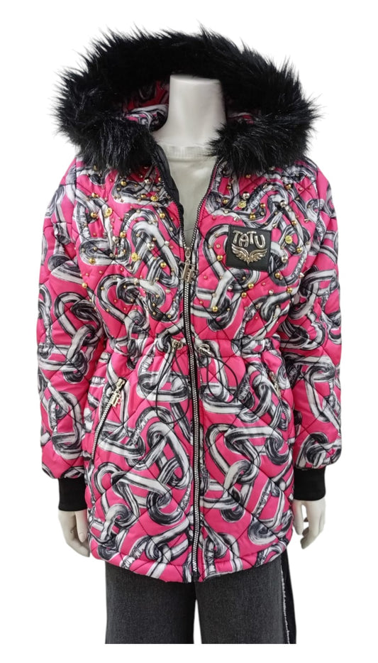 Parka Turca Estampado Cadenas con Capucha Chiporro