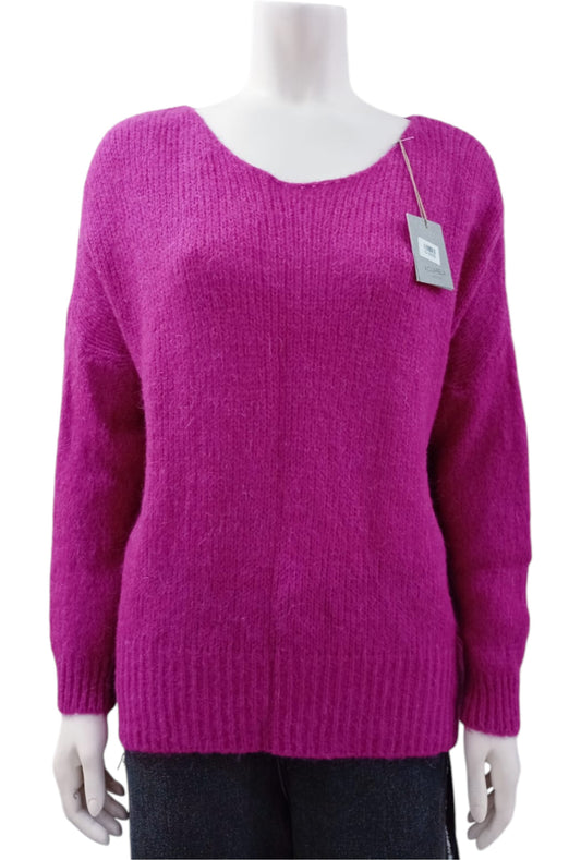 Suéter Italiano Escote en V – Lana Color Morado