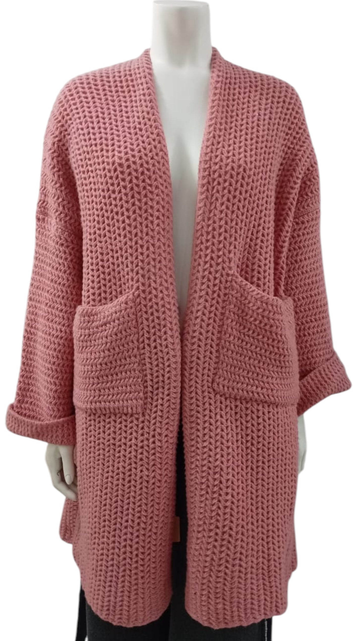 Cardigan Oversize Rosa Tejido de Lana – Comodidad a toda hora