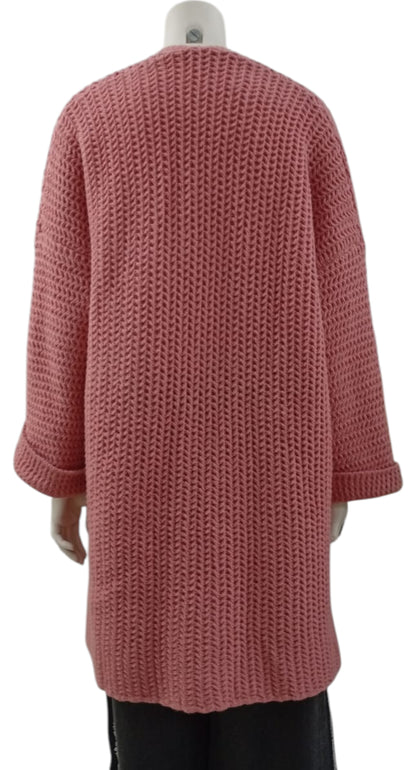 Cardigan Oversize Rosa Tejido de Lana – Comodidad a toda hora