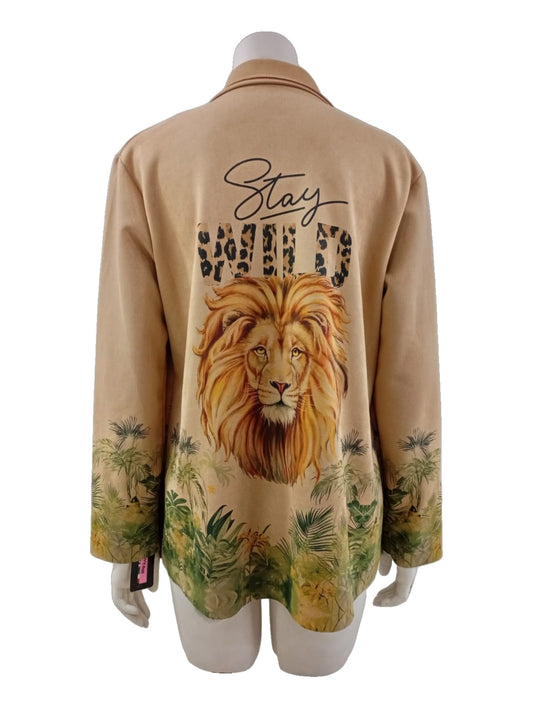 Blazer Italiano Estampado León "Stay Wild" – Espíritu Salvaje con Estilo