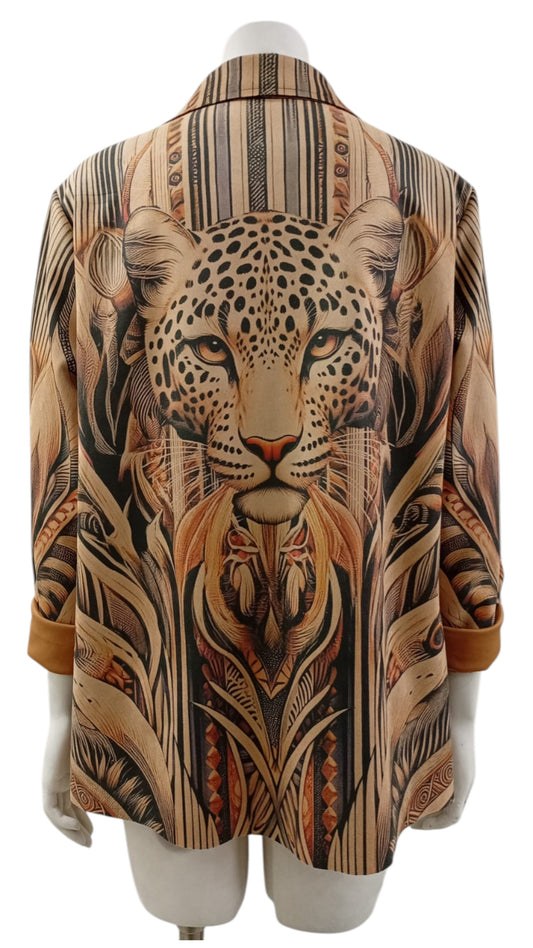 Blazer Italiano Estampado Tigre Africano – Estilo Salvaje y Sofisticado