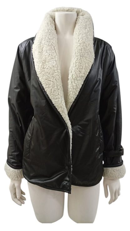 Chaqueta Turca con Chiporro Interior – Negro con Cuello Aviador