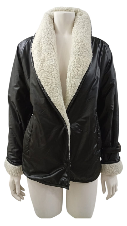Chaqueta Turca con Chiporro Interior – Negro con Cuello Aviador
