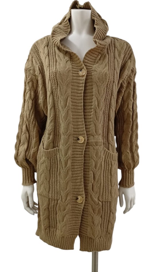 Cardigan Tejido de Lana con Capucha – Abrigo Suave con Estilo Relajado