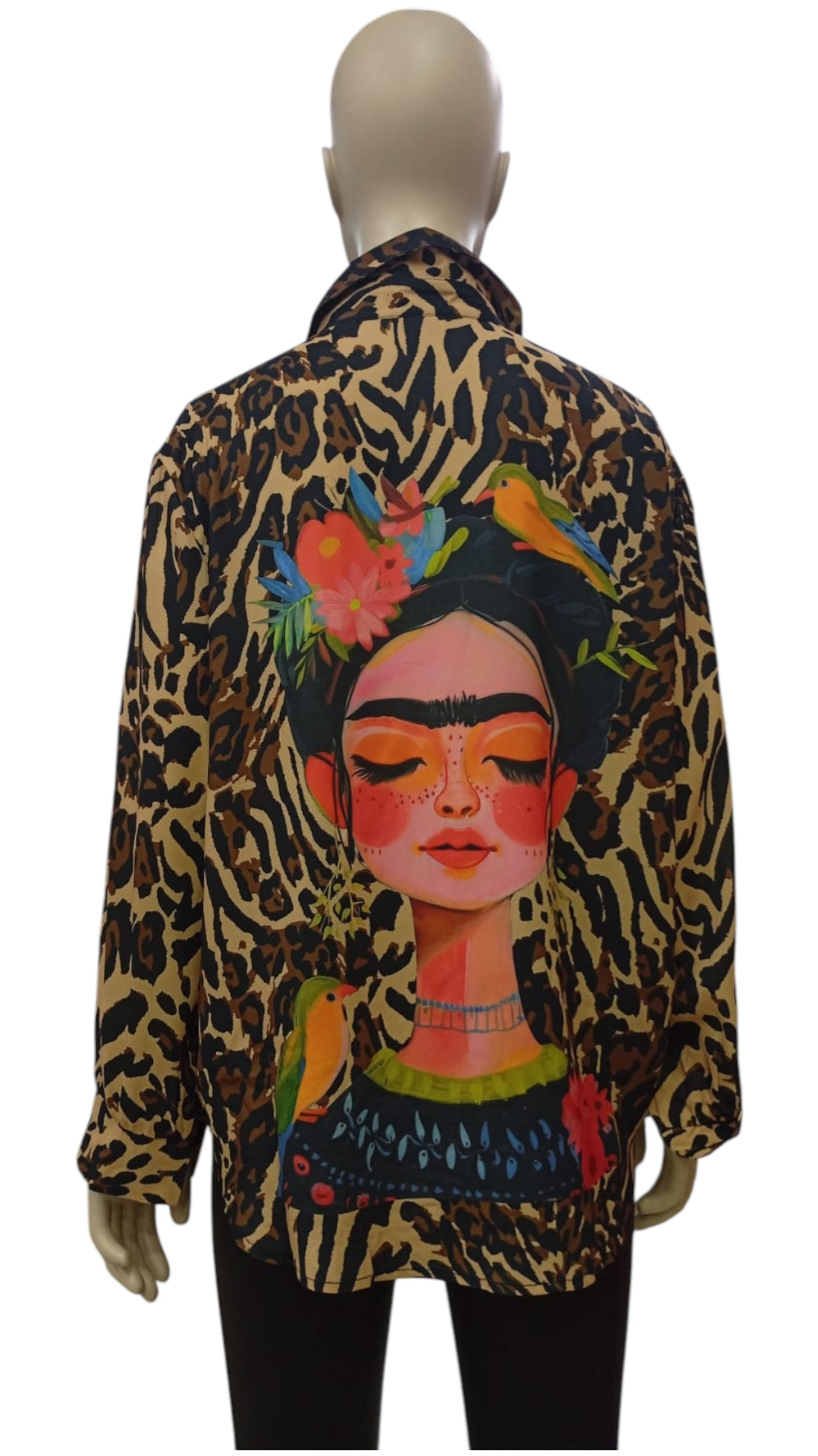 Blusa Animal Print con Estampado de Frida Kahlo